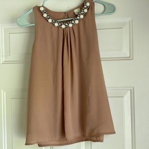 Tan Top With Beaded Details
